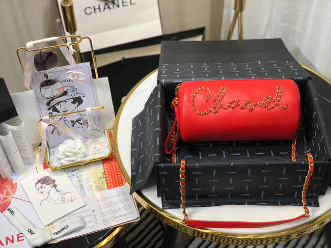 Chanel Original Soft Leather Chain Bag & Gold-Tone Metal AS1531 red