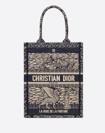 SUN VERTICAL DIOR BOOK TOTE TAROT EMBROIDERED CANVAS BAG M1272Z-4