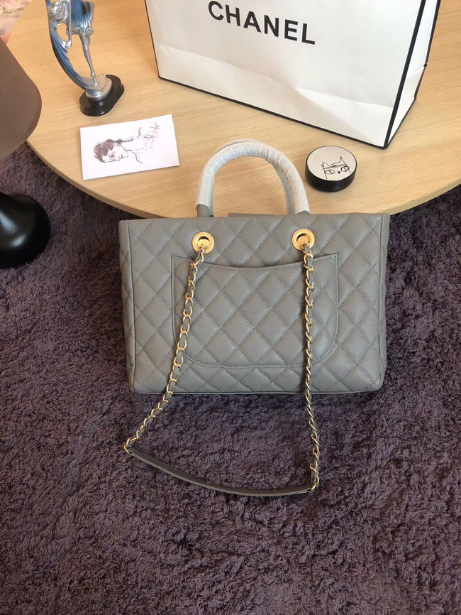 Chanel large shopping bag Calfskin & Gold-Tone Metal A57974 grey