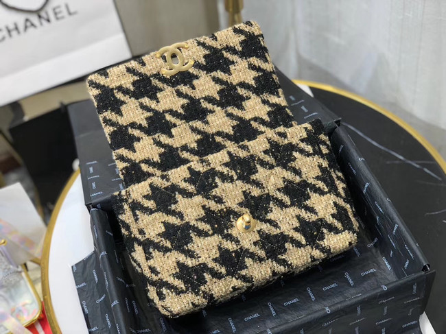 CHANEL 19 Flap Bag AS1160 Black&apricot