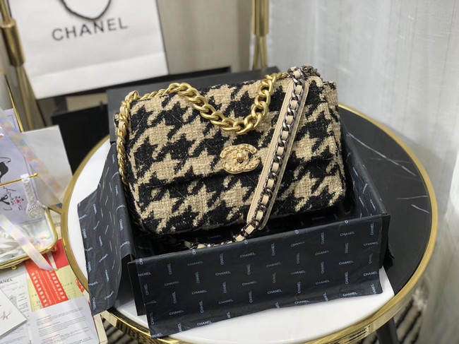 CHANEL 19 Flap Bag AS1161 Black&apricot