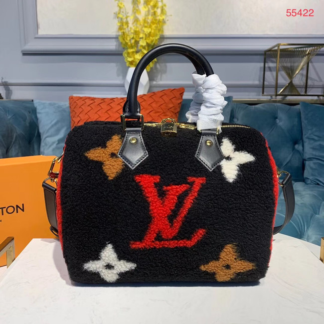 Louis vuitton original SPEEDY 25 wool M55423 black&red