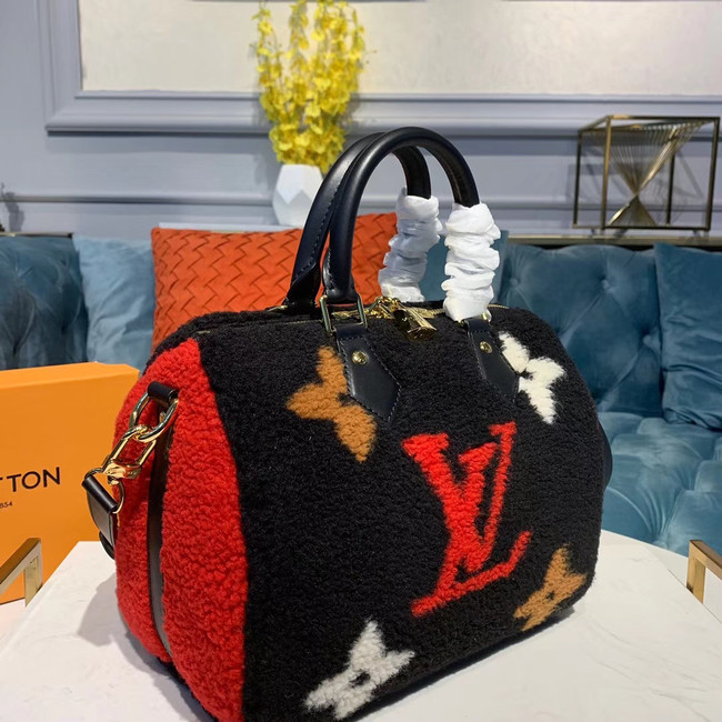 Louis vuitton original SPEEDY 25 wool M55423 black&red