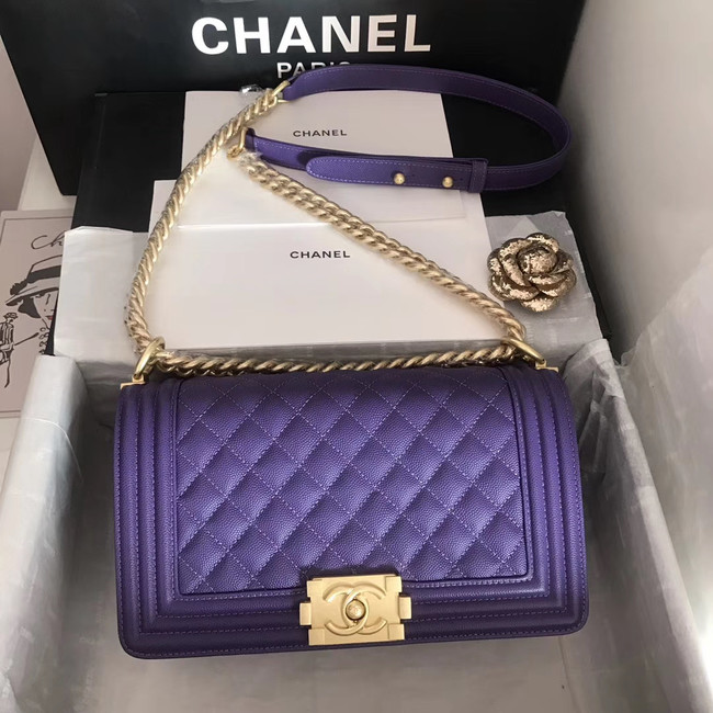 Boy chanel handbag A67086 purple