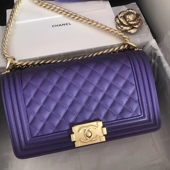 Boy chanel handbag A67086 purple