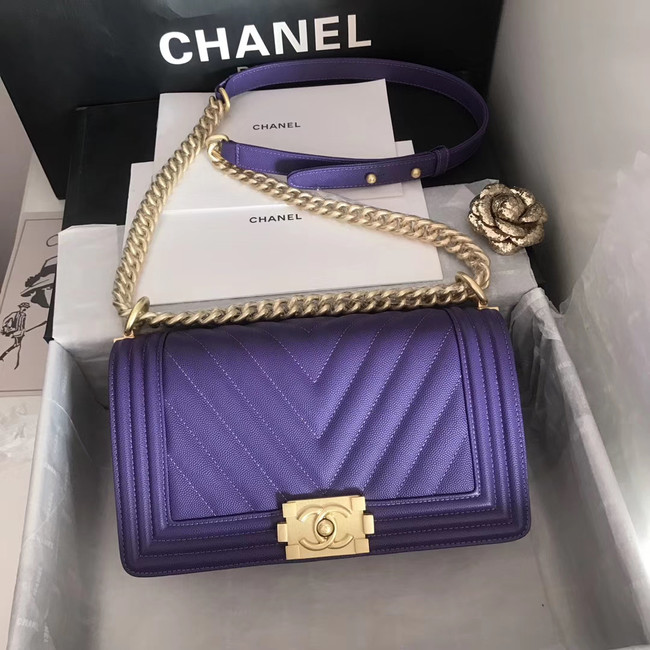 Boy chanel handbag V67086 purple