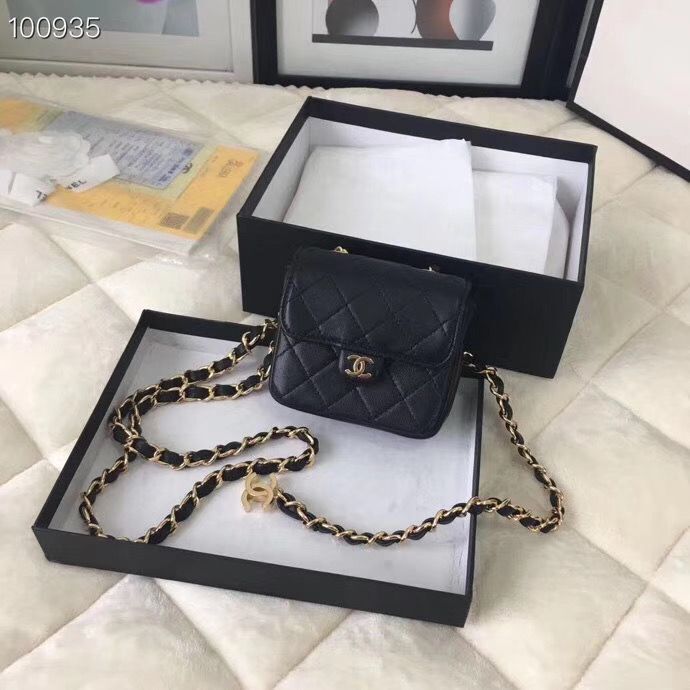 Chanel flap bag Calfskin & Gold-Tone Metal AS1196 Black