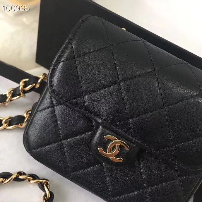 Chanel flap bag Calfskin & Gold-Tone Metal AS1196 Black