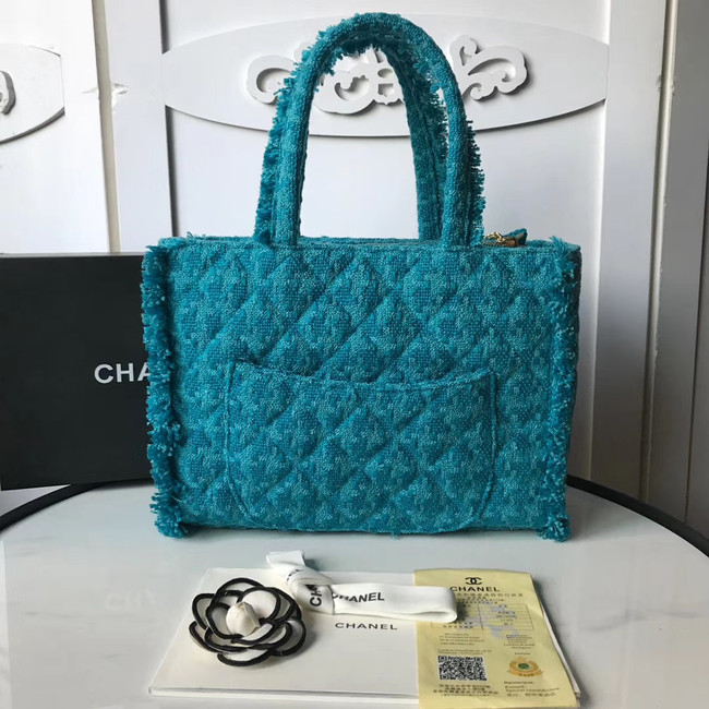 CHANEL zipped shopping bag AS0976 Turquoise