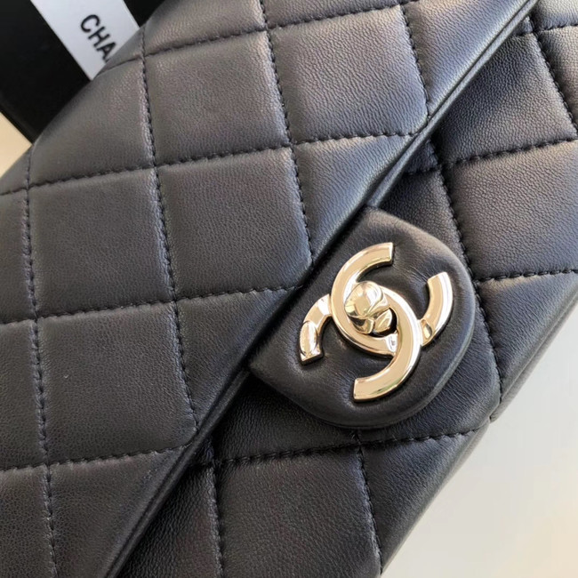 Chanel Lambskin Flap Bag &gold-Tone Metal AS1353 black