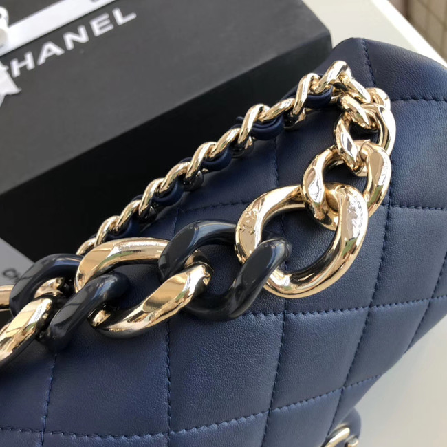 Chanel Lambskin Flap Bag &gold-Tone Metal AS1353 blue