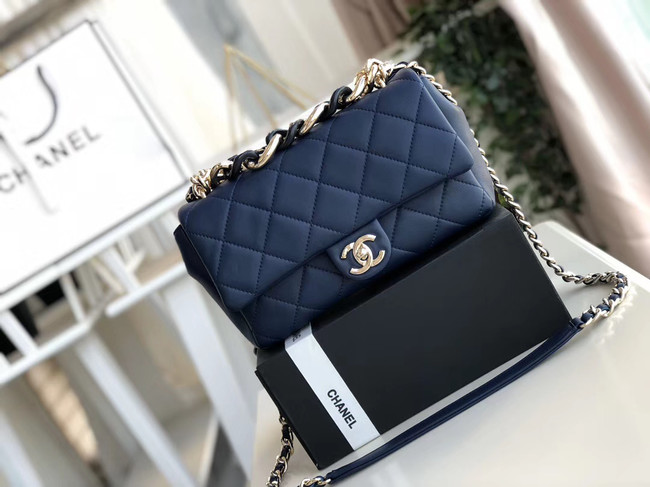 Chanel Lambskin Flap Bag &gold-Tone Metal AS1353 blue