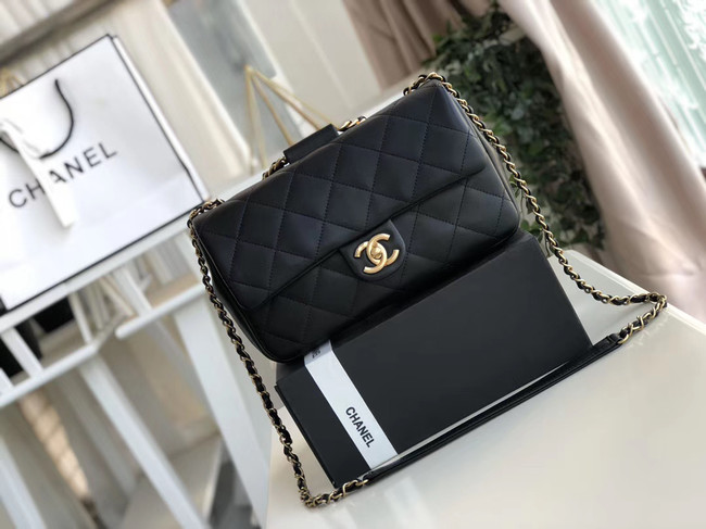 Chanel flap bag Lambskin & Gold Metal AS1358 black