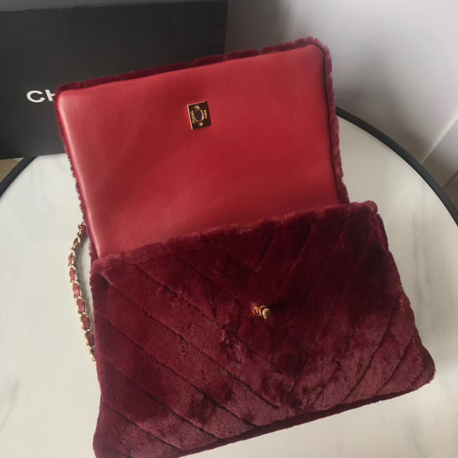 Chanel flap bag with top handle A92991 Burgundy