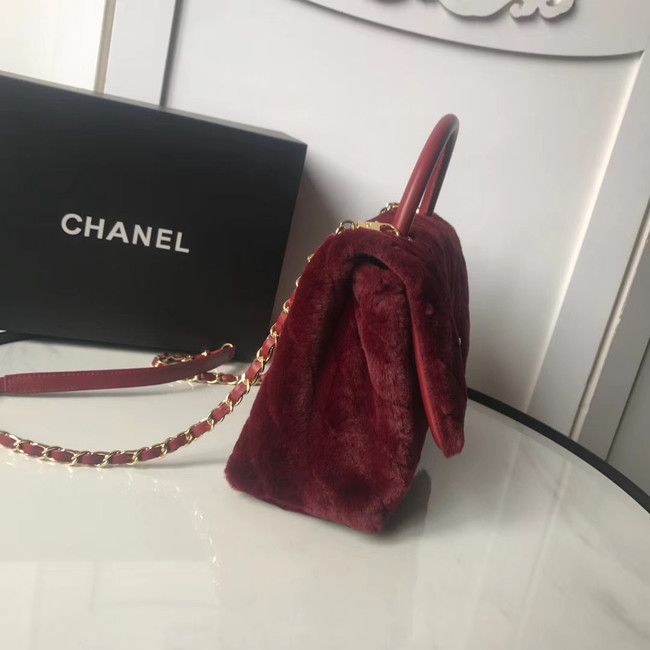 Chanel flap bag with top handle A92991 Burgundy