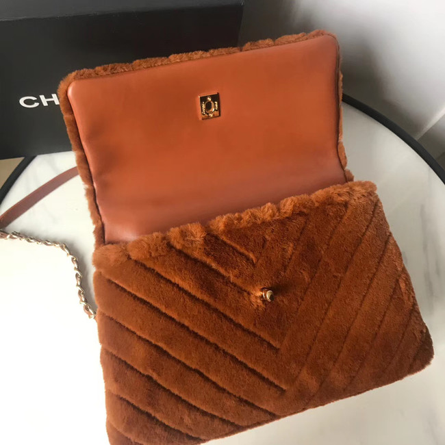 Chanel flap bag with top handle A92991 Camel