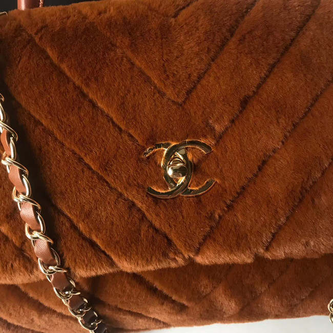 Chanel flap bag with top handle A92991 Camel