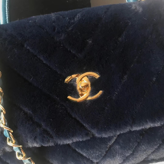 Chanel flap bag with top handle A92991 Royal Blue