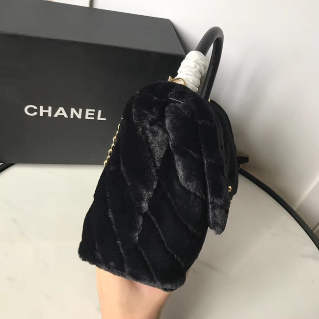 Chanel flap bag with top handle A92991 black