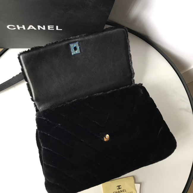 Chanel flap bag with top handle A92991 black