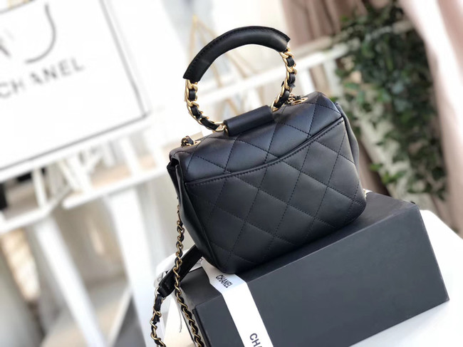 Chanel small flap bag Lambskin & Gold Metal AS1357 Black