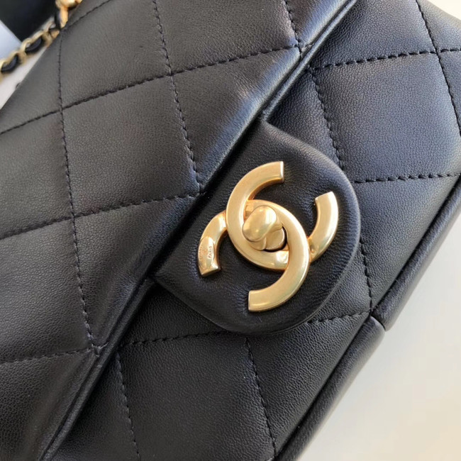 Chanel small flap bag Lambskin & Gold Metal AS1357 Black