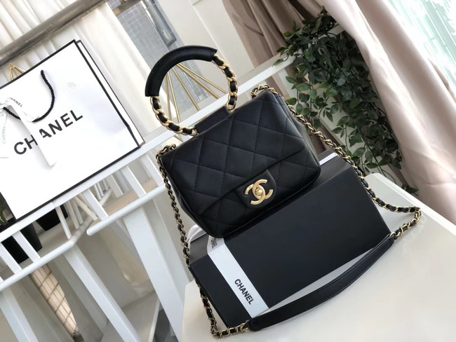 Chanel small flap bag Lambskin & Gold Metal AS1357 Black