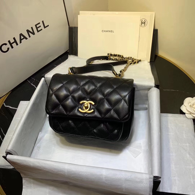 Chanel flap bag Grained Calfskin & Gold-Tone Metal AS1155 black