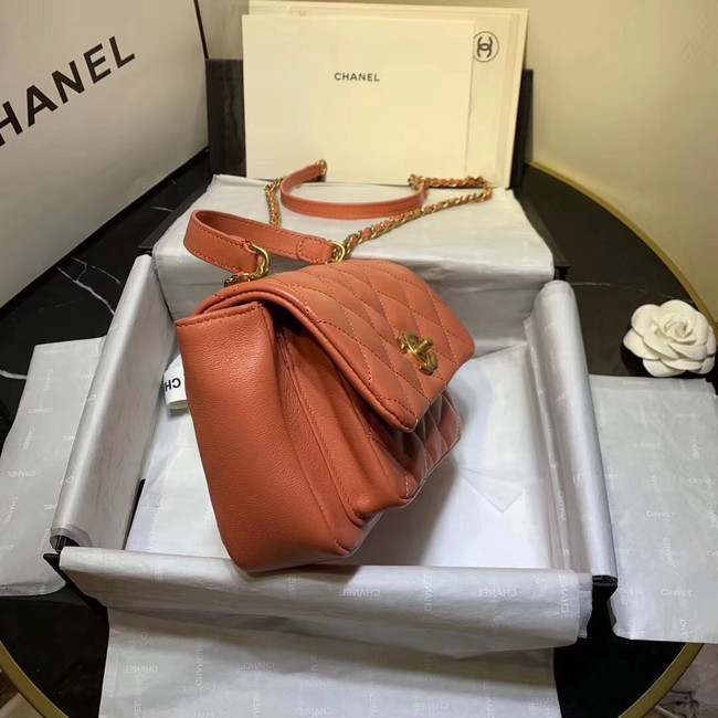 Chanel flap bag Grained Calfskin & Gold-Tone Metal AS1155 orange