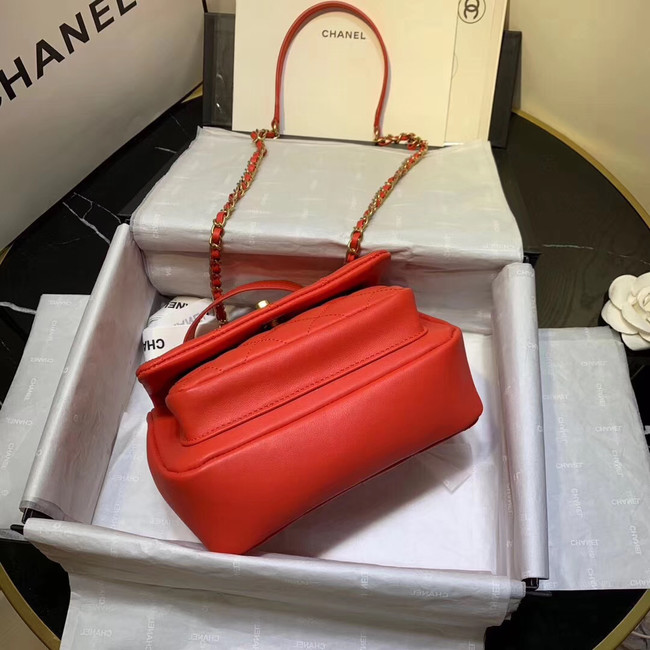 Chanel flap bag Grained Calfskin & Gold-Tone Metal AS1155 red