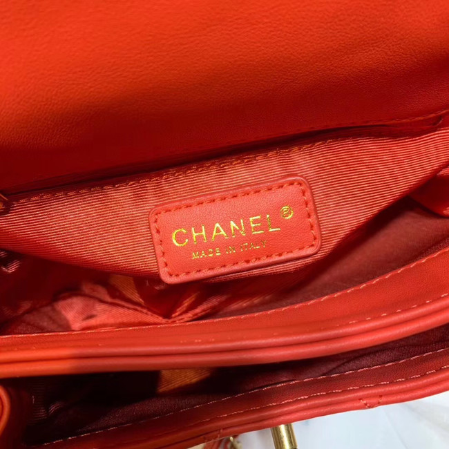 Chanel flap bag Grained Calfskin & Gold-Tone Metal AS1155 red