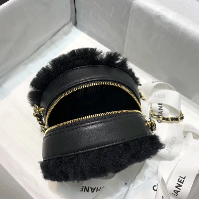 Chanel Wool sheepskin & Gold-Tone Metal AP0366 black 