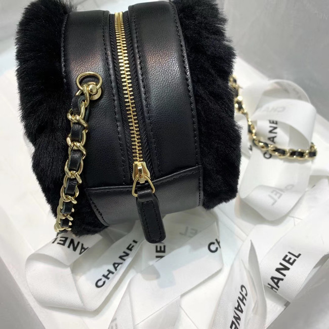 Chanel Wool sheepskin & Gold-Tone Metal AP0366 black 