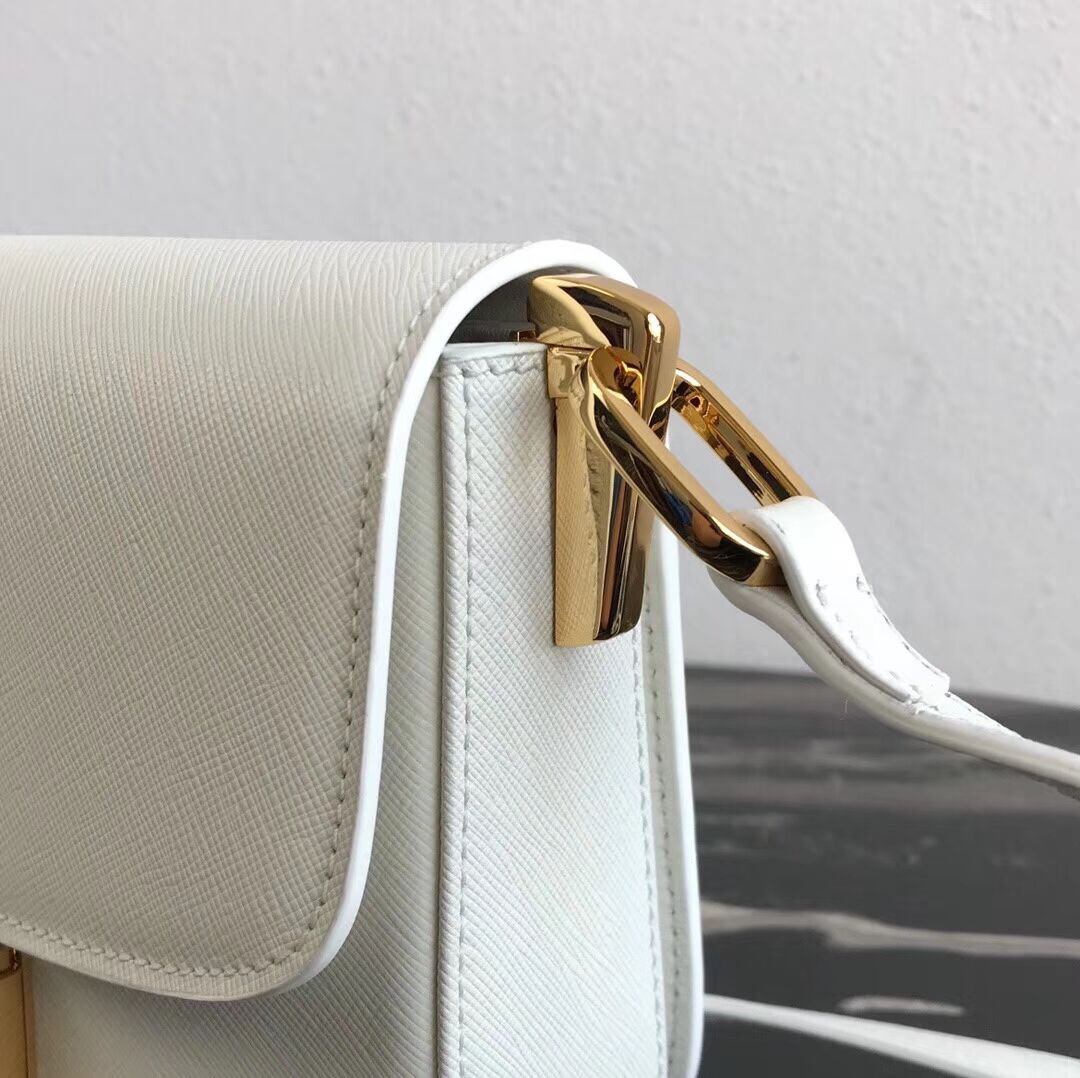 Prada Embleme Saffiano leather bag 1BD217 white