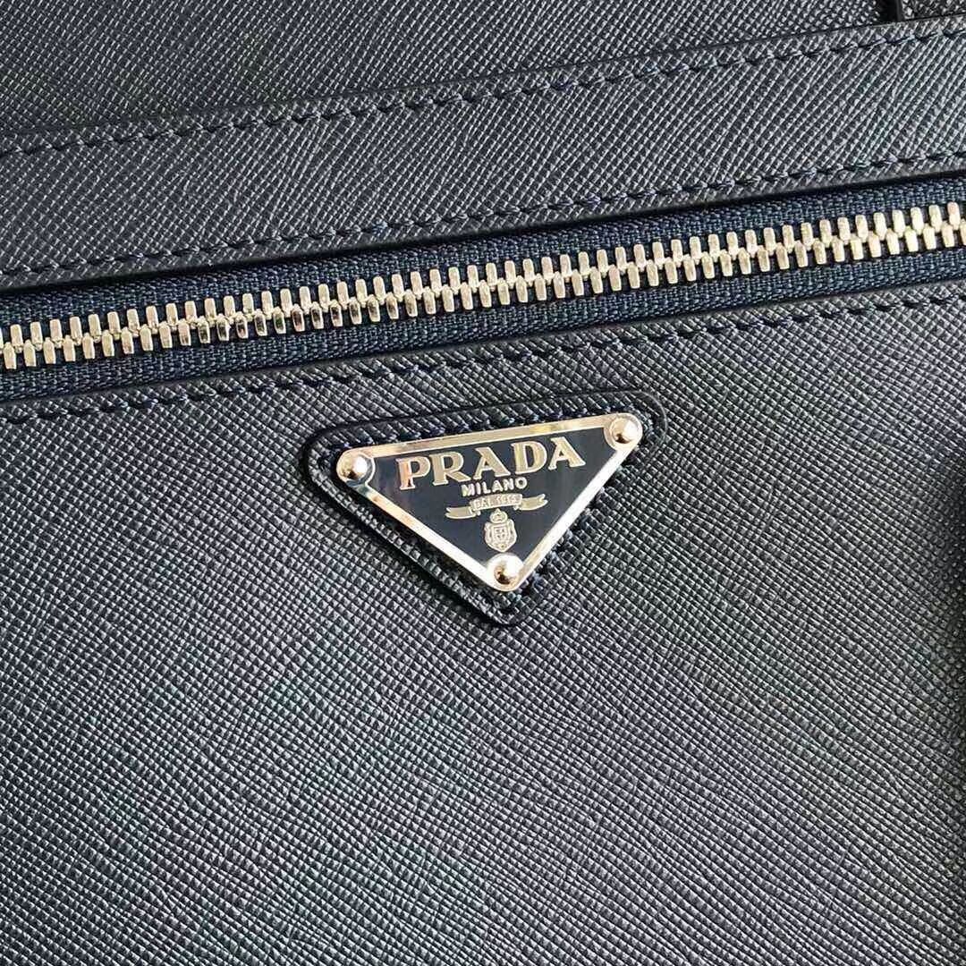 Prada Embleme Saffiano leather bag 2VE015 dark blue