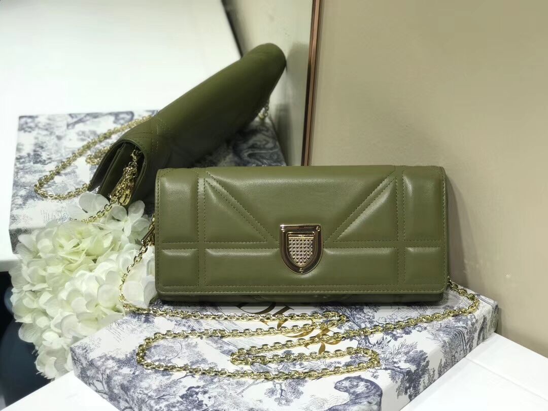 DIOR CLUTCH gold-tone metal C1040A green