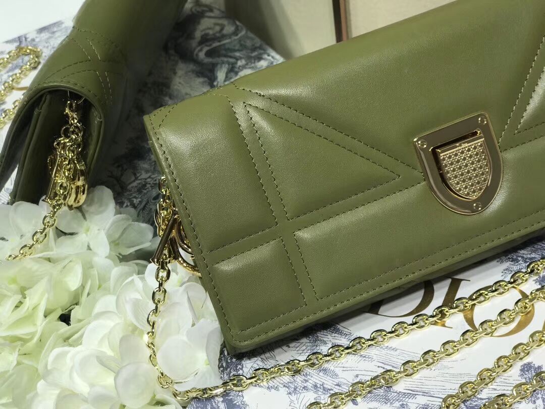 DIOR CLUTCH gold-tone metal C1040A green