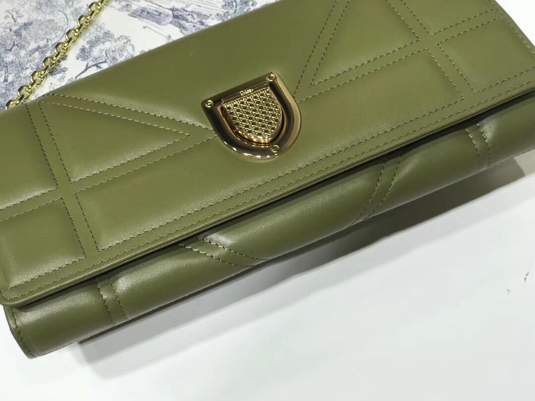 DIOR CLUTCH gold-tone metal C1040A green