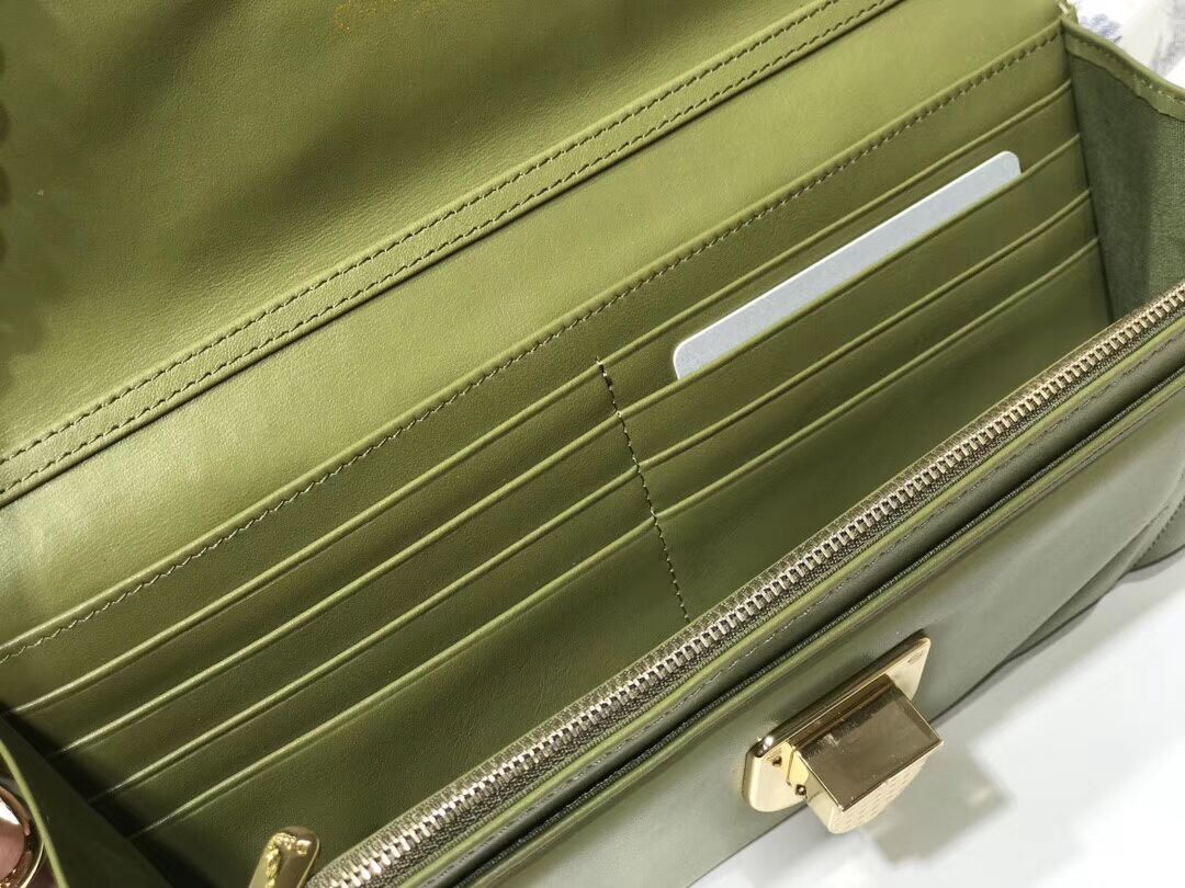 DIOR CLUTCH gold-tone metal C1040A green