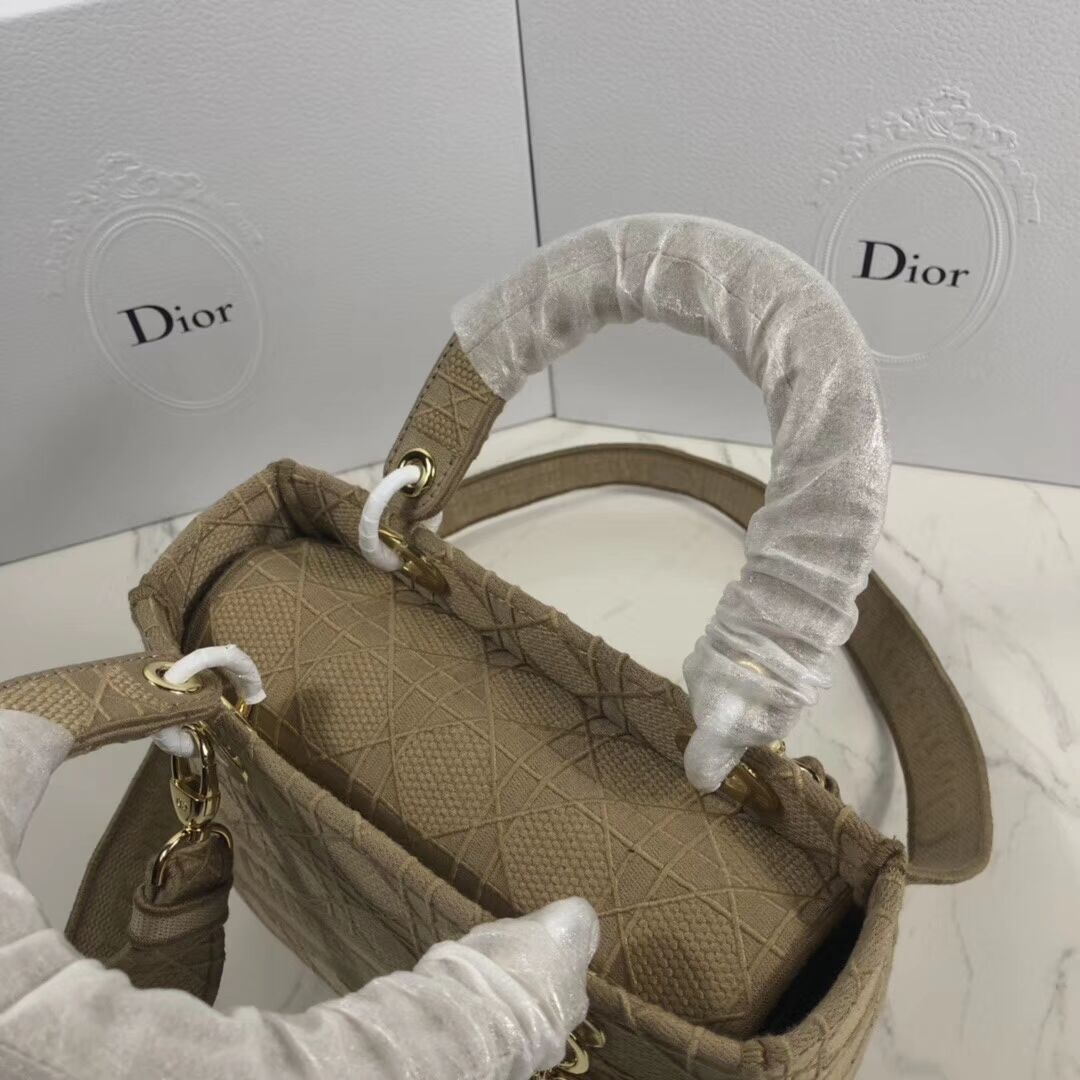 LADY DIOR TOTE BAG IN EMBROIDERED CANVAS C4532 apricot