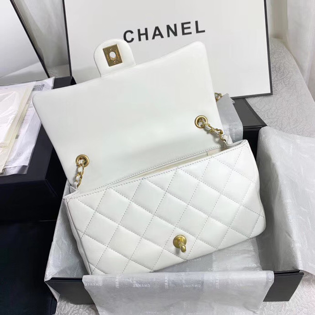 Chanel flap bag Lambskin & Gold Metal AS1358 white