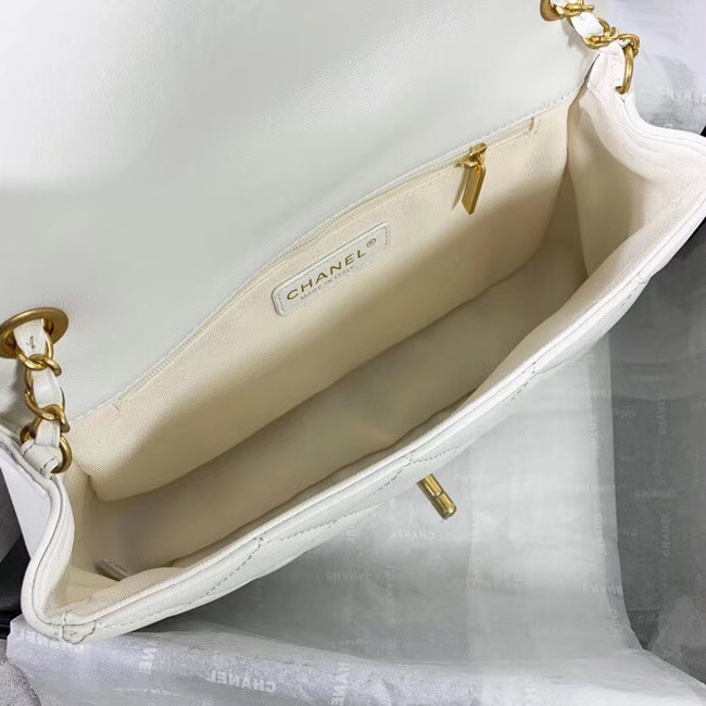 Chanel flap bag Lambskin & Gold Metal AS1358 white