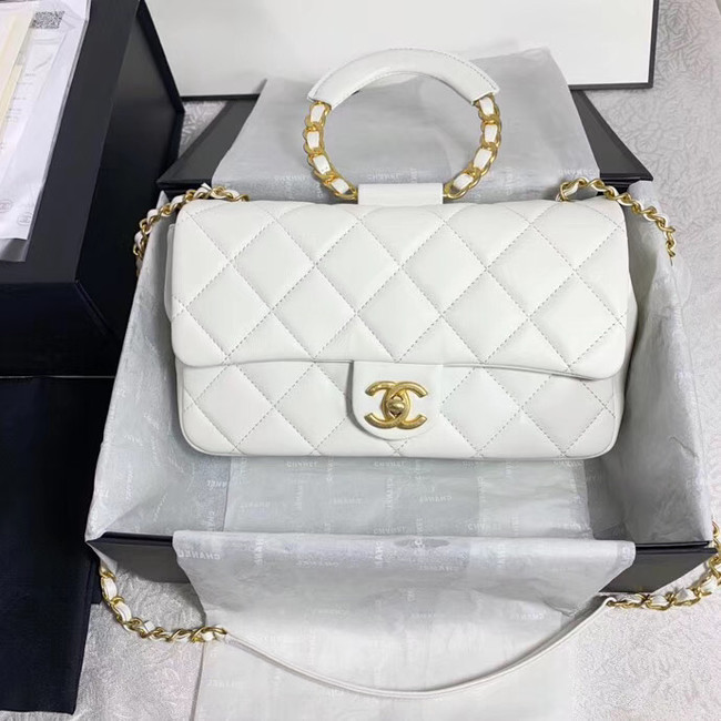 Chanel flap bag Lambskin & Gold Metal AS1358 white