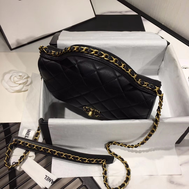 Chanel flap bag leather & Gold Metal AS0970 black