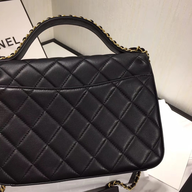 Chanel flap bag leather & Gold Metal AS0970 black