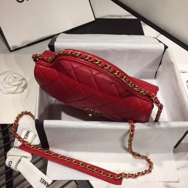 Chanel flap bag leather & Gold Metal AS0970 red