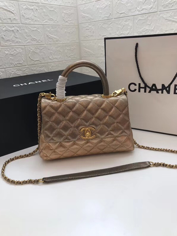 Chanel Small Flap Bag with Top Handle A92990 gold