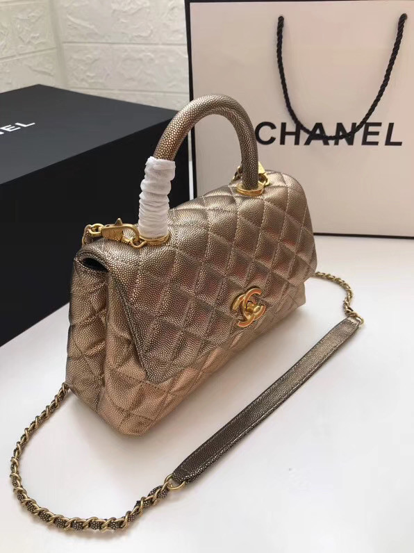 Chanel Small Flap Bag with Top Handle A92990 gold