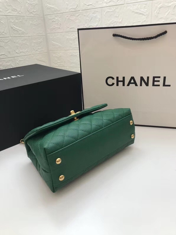 Chanel Small Flap Bag with Top Handle A92990 green