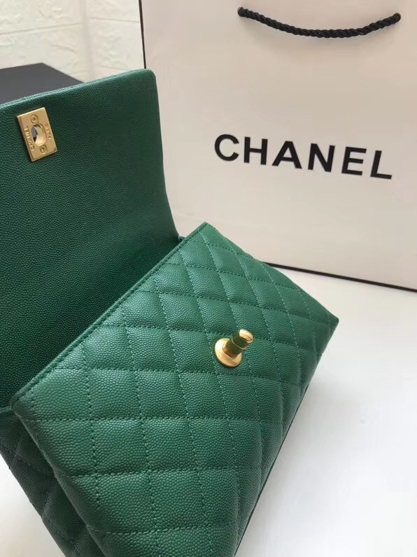 Chanel Small Flap Bag with Top Handle A92990 green